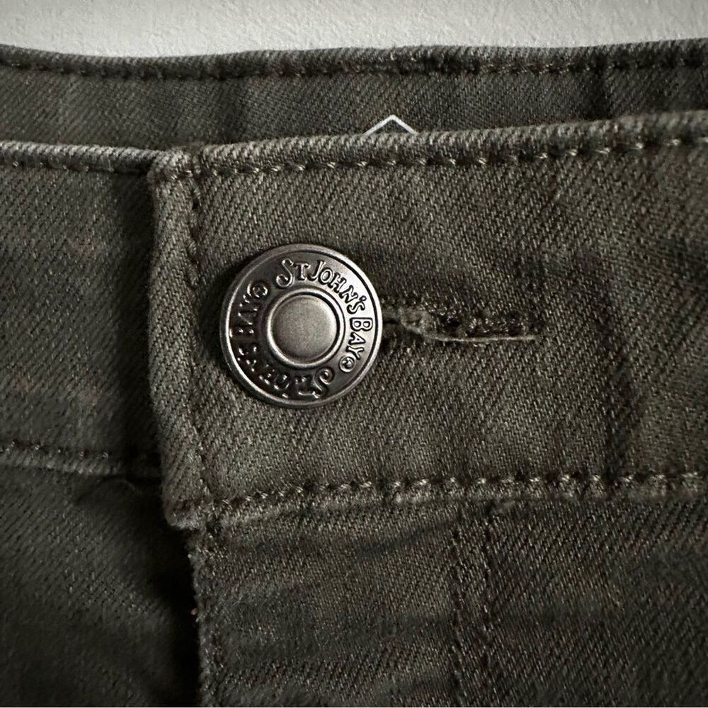 St. John's Bay Skinny Leg Jeans, Olive Army Green Size 10 | Cotton blend - Picture 5 of 9